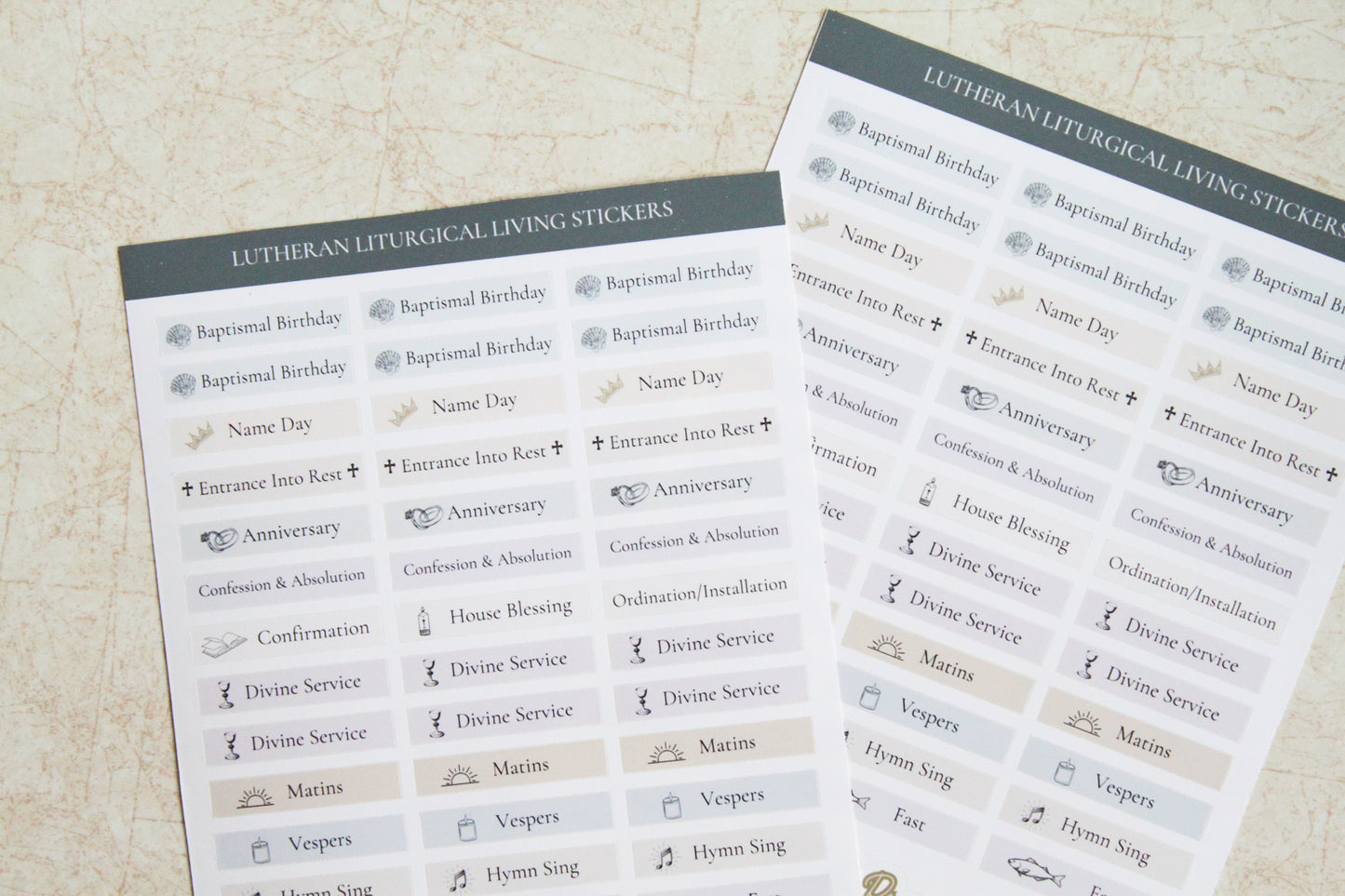 Lutheran Liturgical Living Sticker Sheets